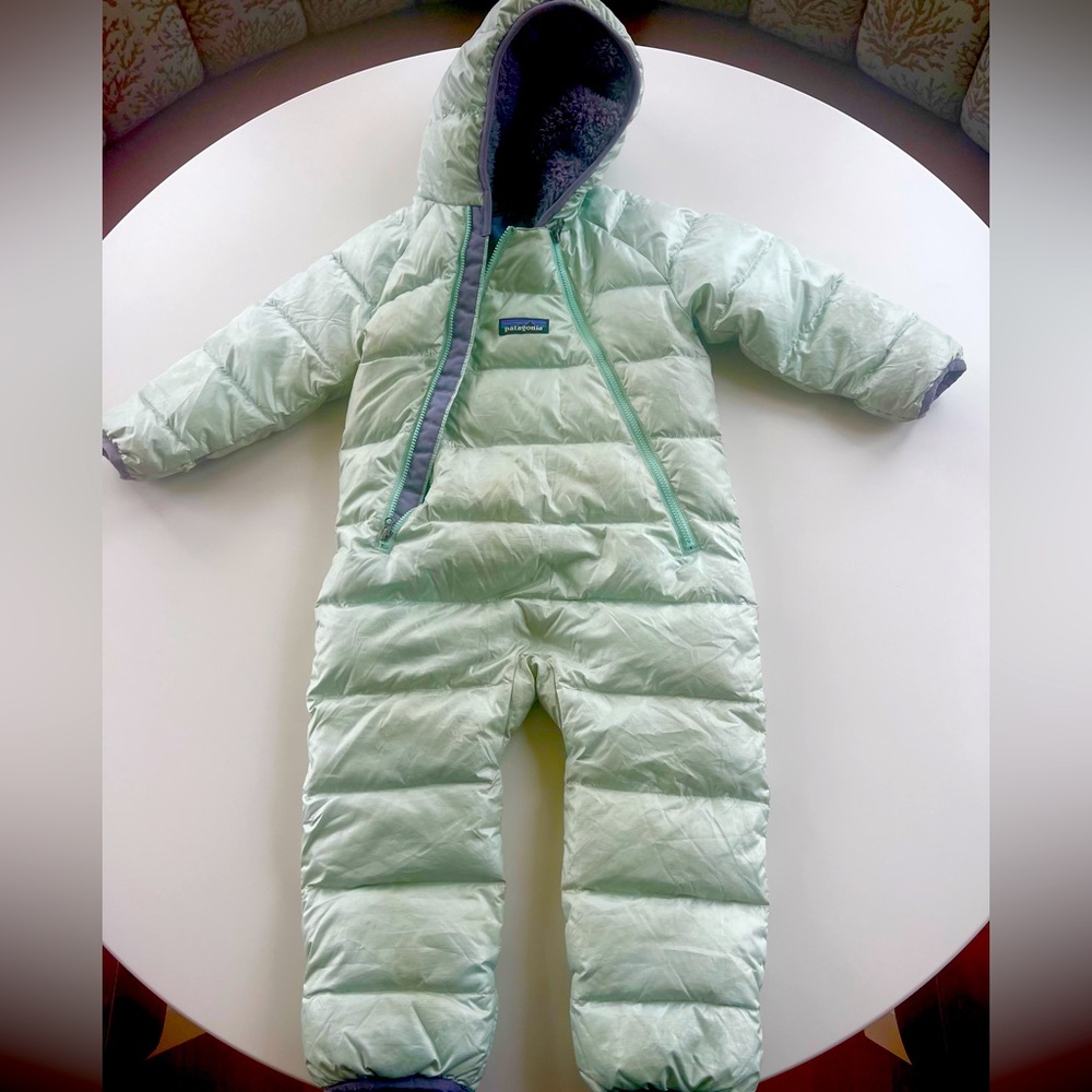 Infant Hi-Loft Down Sweater Bunting size 6-12 in light blue snowsuit